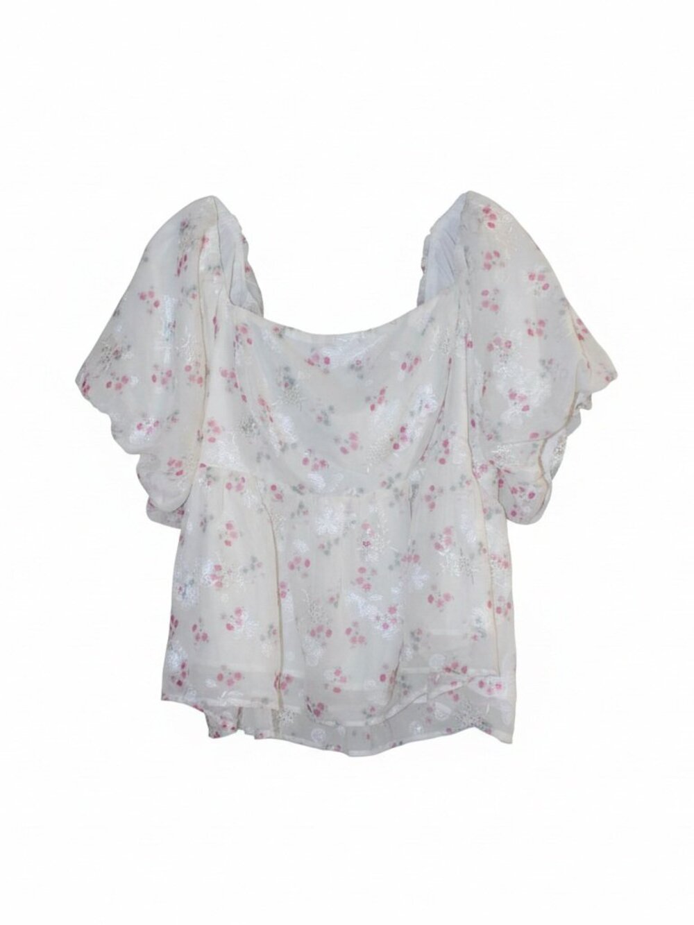 Arula Babydoll 2X Ivory Rust Floral Top Lacing Cottagecore Boho Peasant New - Picture 4 of 7